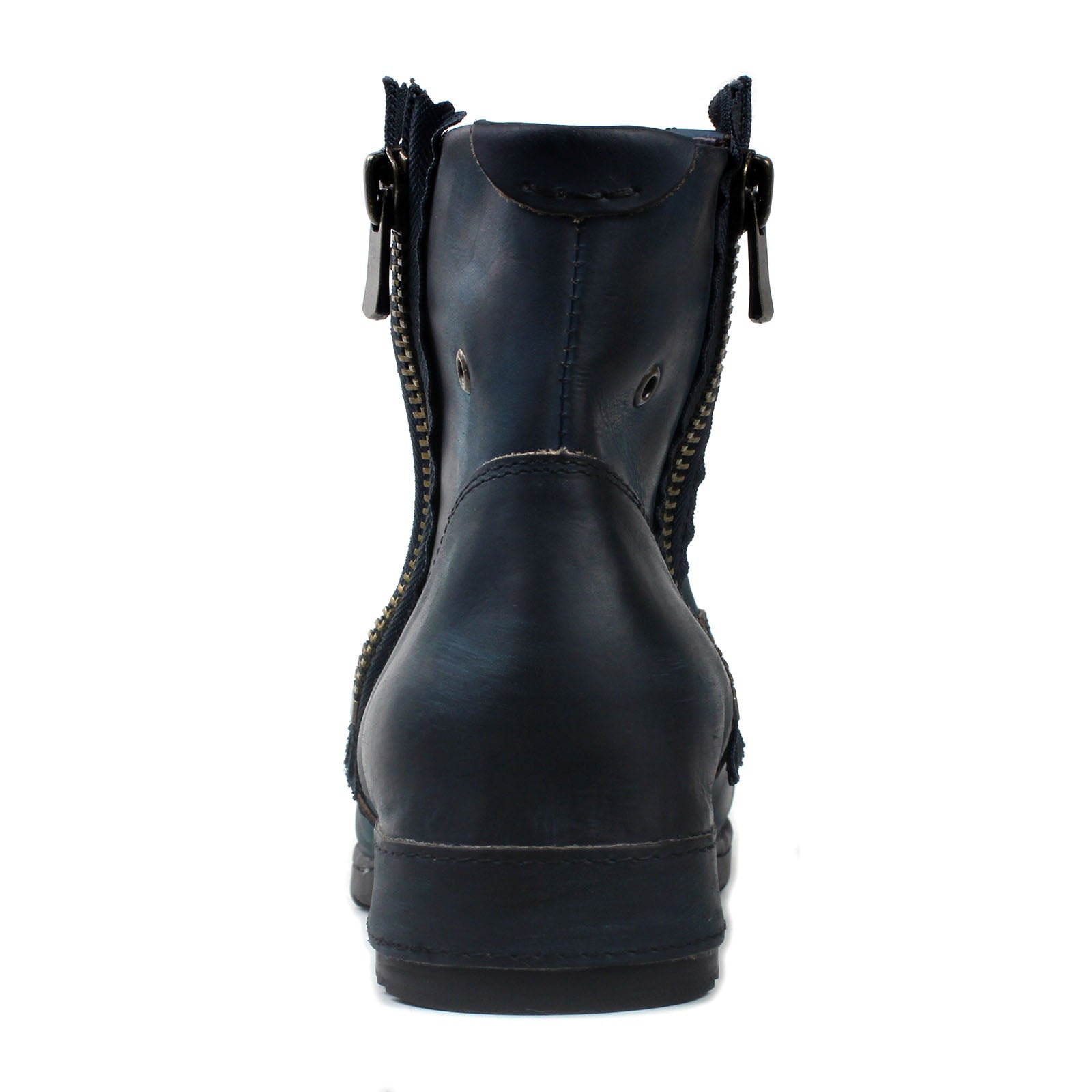 Osstone Retro Blue leather boot with a zipper