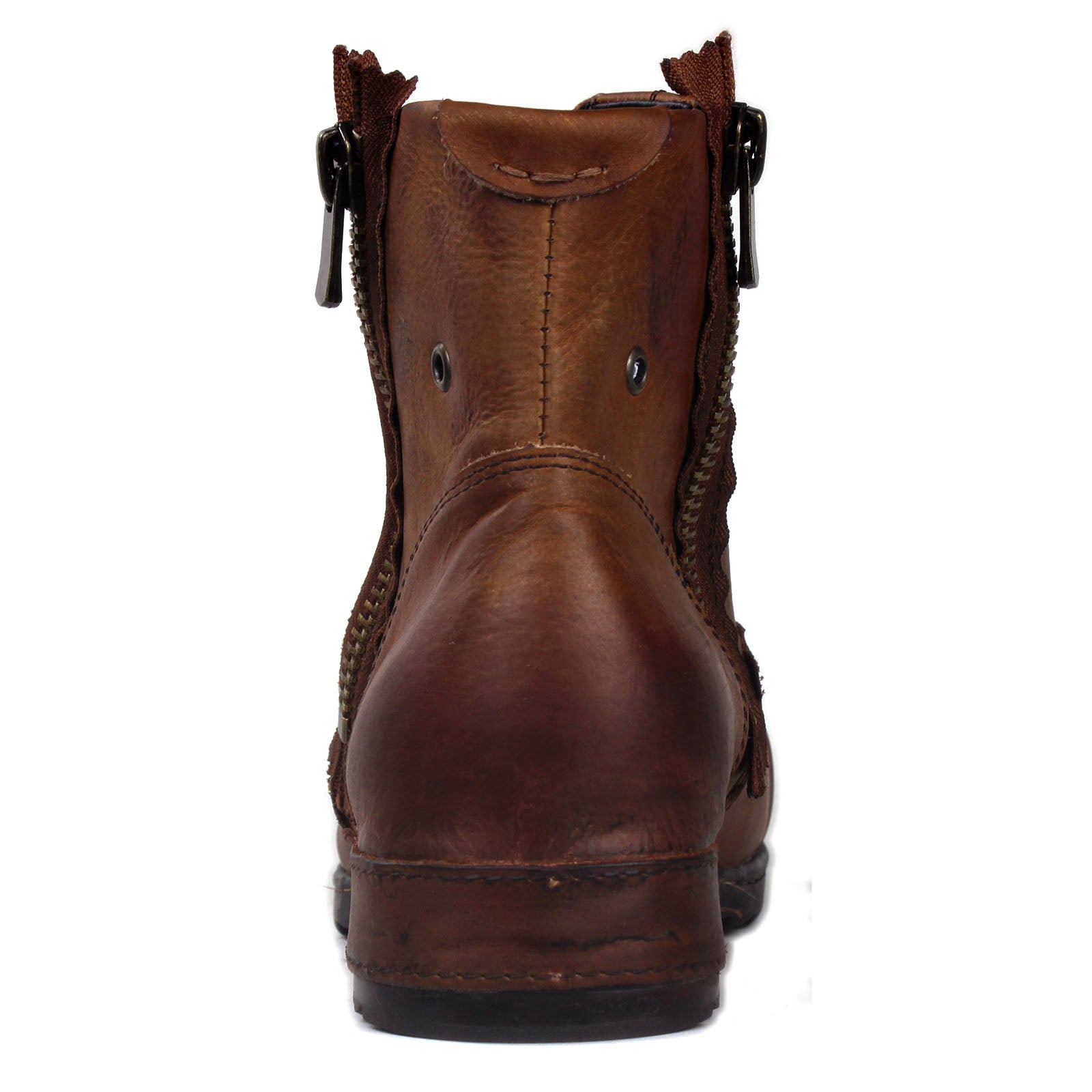 Osstone Retro Brown leather boot with a zipper
