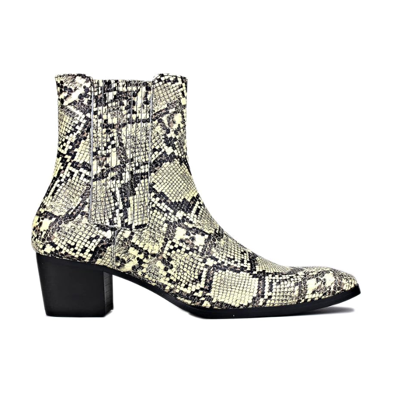 Bottes Chelsea en cuir et peau de serpent