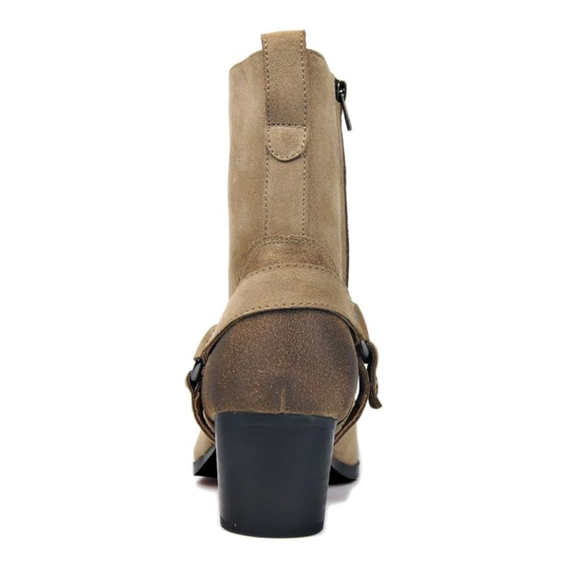 OSSTONE Anzugstiefel für Herren, Leder, Chukka-Designer-Stiefel, lässige Absatzschuhe, Reißverschluss, OS-JY002-US