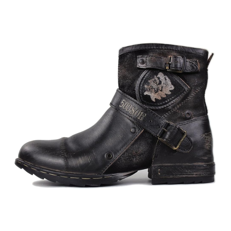 Men’s Vintage Leather Moto Boots - OSSTONE