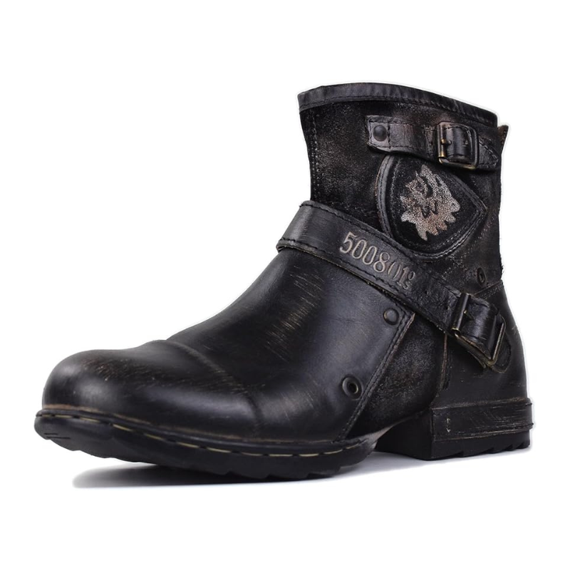 Men’s Vintage Leather Moto Boots - OSSTONE