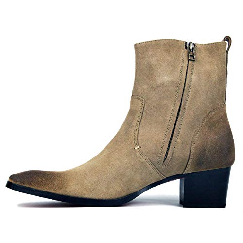 Bottines Chelsea en daim et cuir pour homme, chaussures décontractées à talons, OS-JY002-US