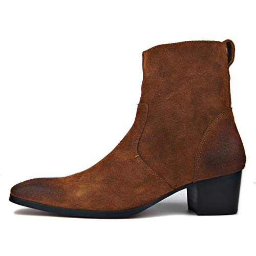 Bottines Chelsea en daim et cuir pour homme, chaussures décontractées à talons, OS-JY002-US