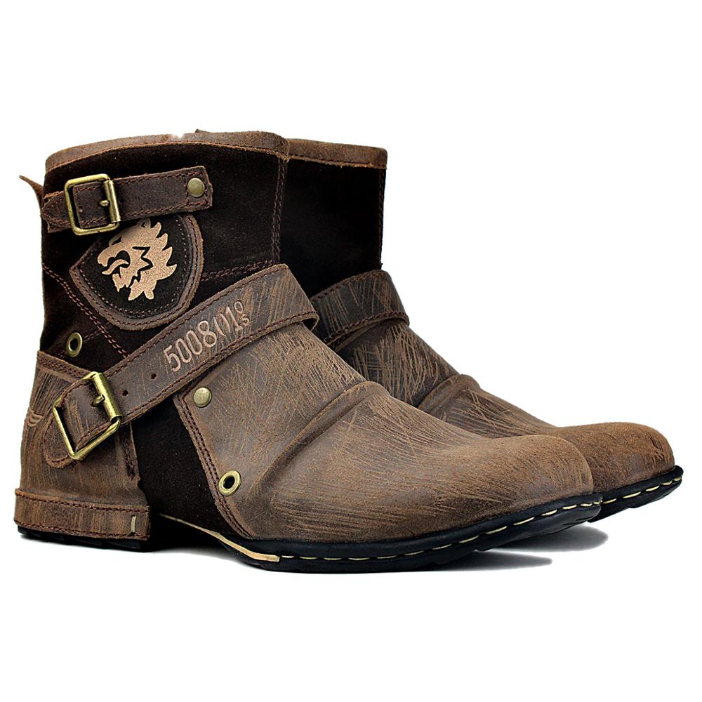A pair of OSSTONE Men's Leather Ankle Chukka Boots with a Osstone Logo Scratch Boots 5008-1-D1
