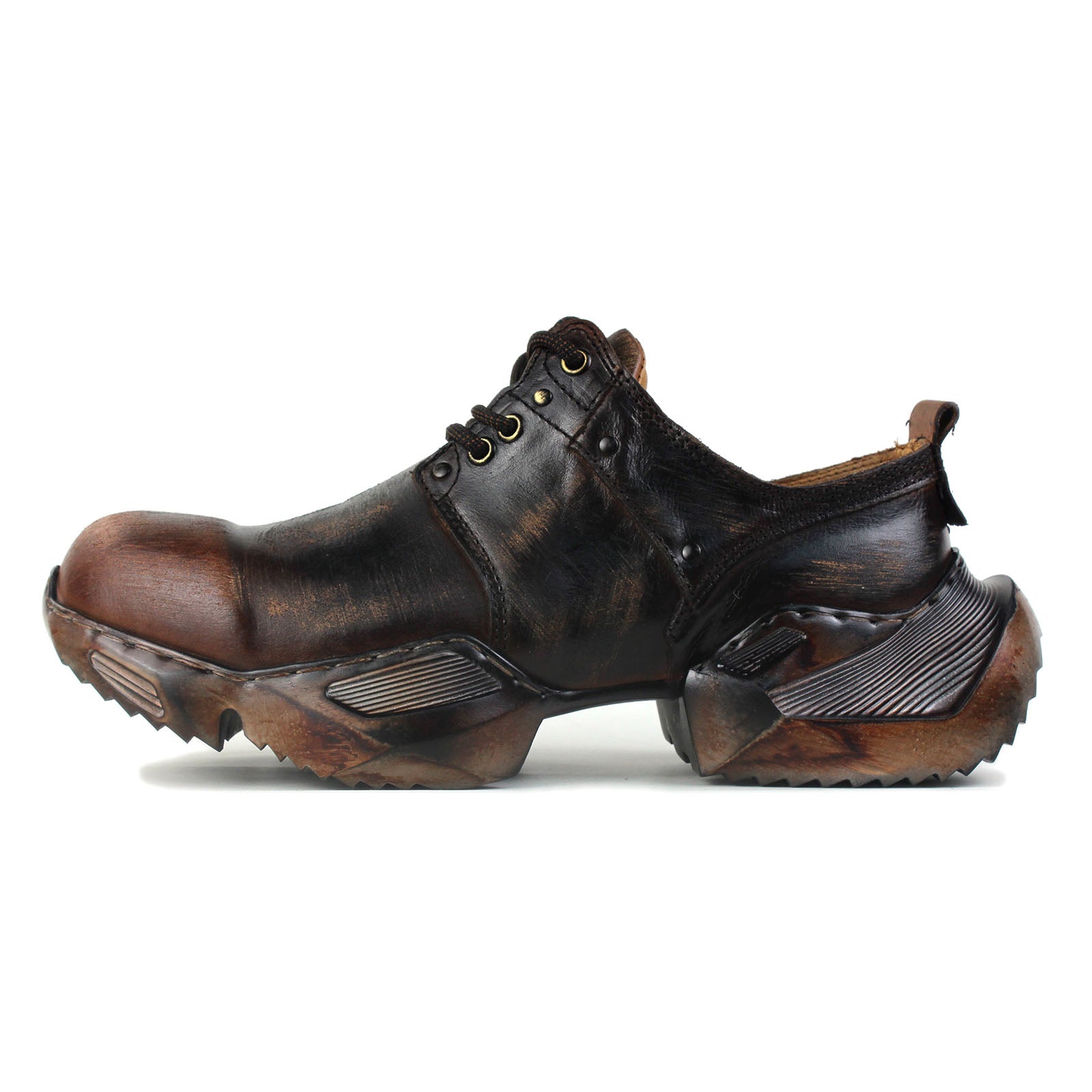 Bottes de moto en cuir pour homme, style sport et marche, style vintage, OS-5008-S-2, marron
