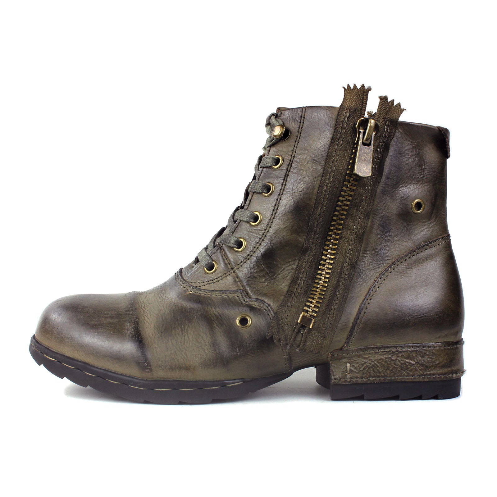 Bottines de moto en cuir pour homme OS-5008-8-Retro-G