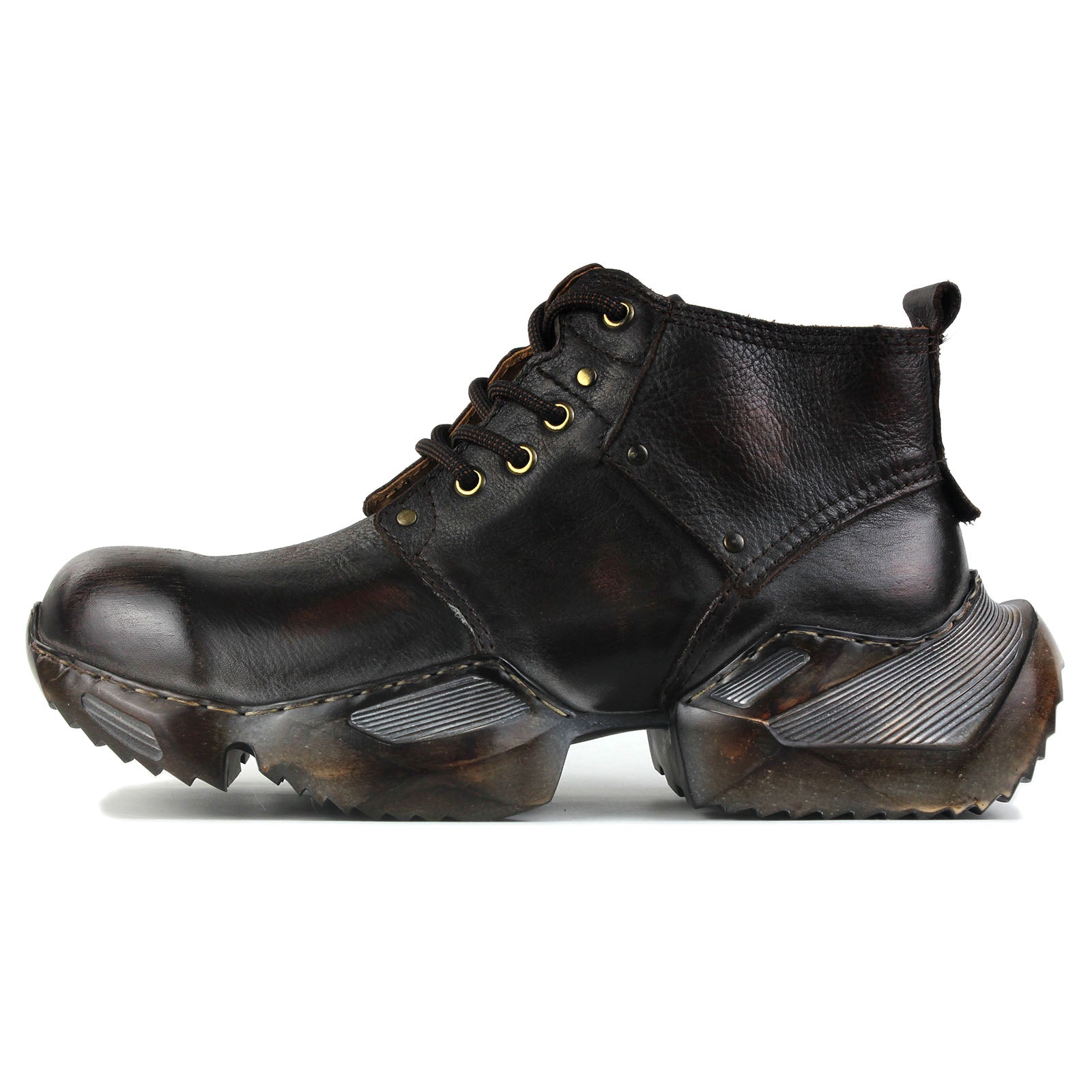 Bottes de moto en cuir pour homme, style sport et marche, style rétro, marron foncé, OS-5008-S-1