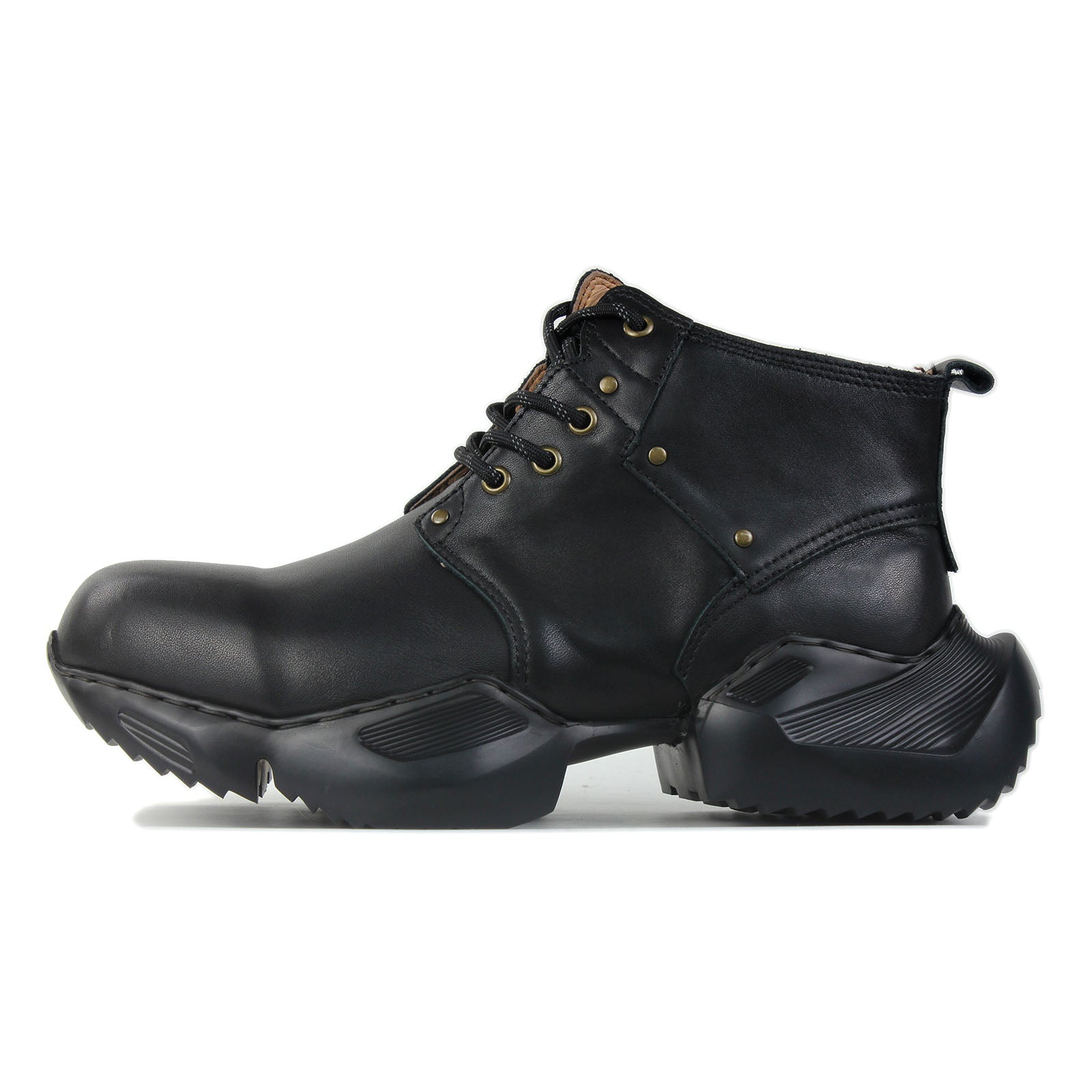 Bottes de moto athlétiques en cuir pour homme OS-5008-S-1 Classic Black et OFF-WHITE