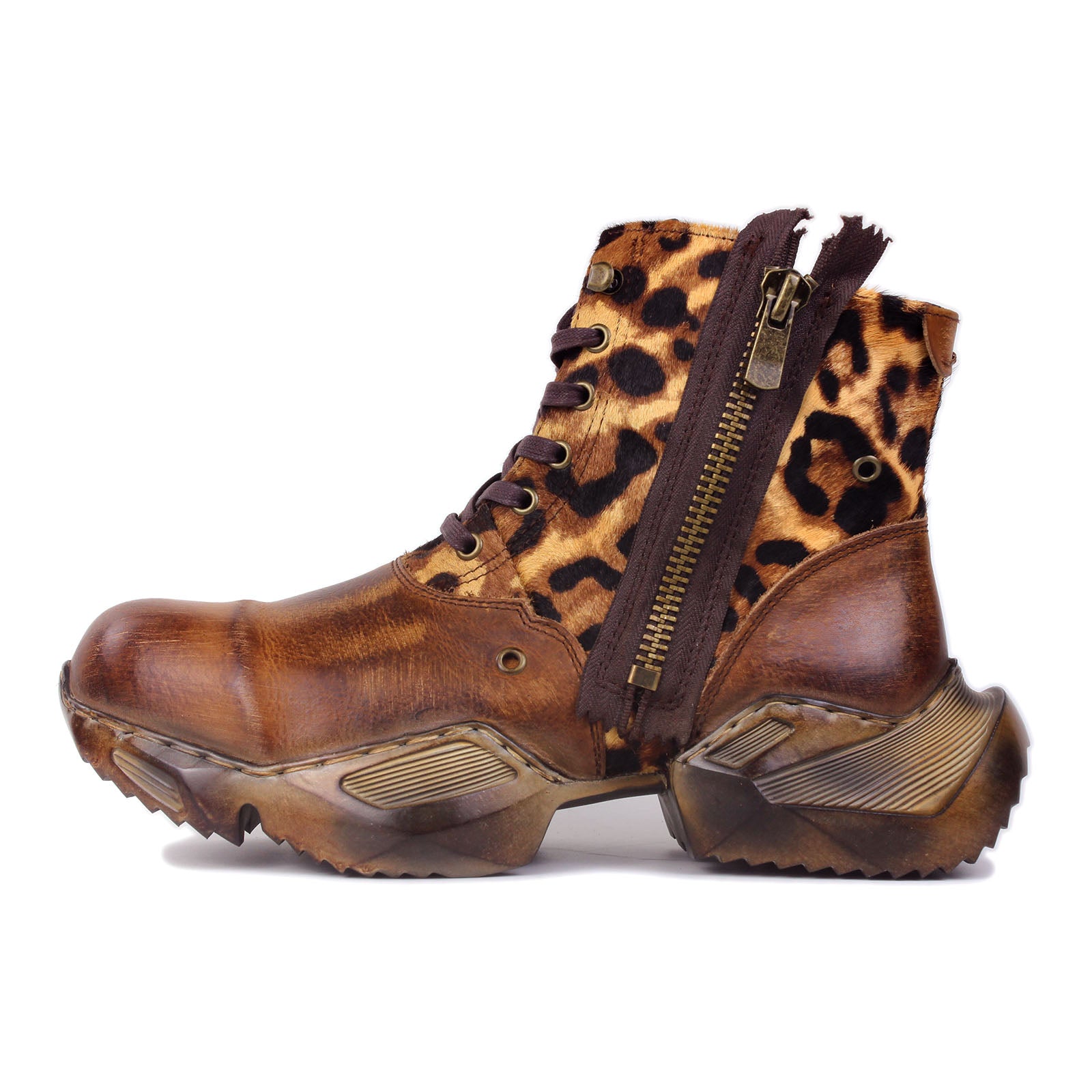 Bottes de moto en cuir pour homme, style athlétique, de marche et de sport, OS-5008-S-8-Leopard