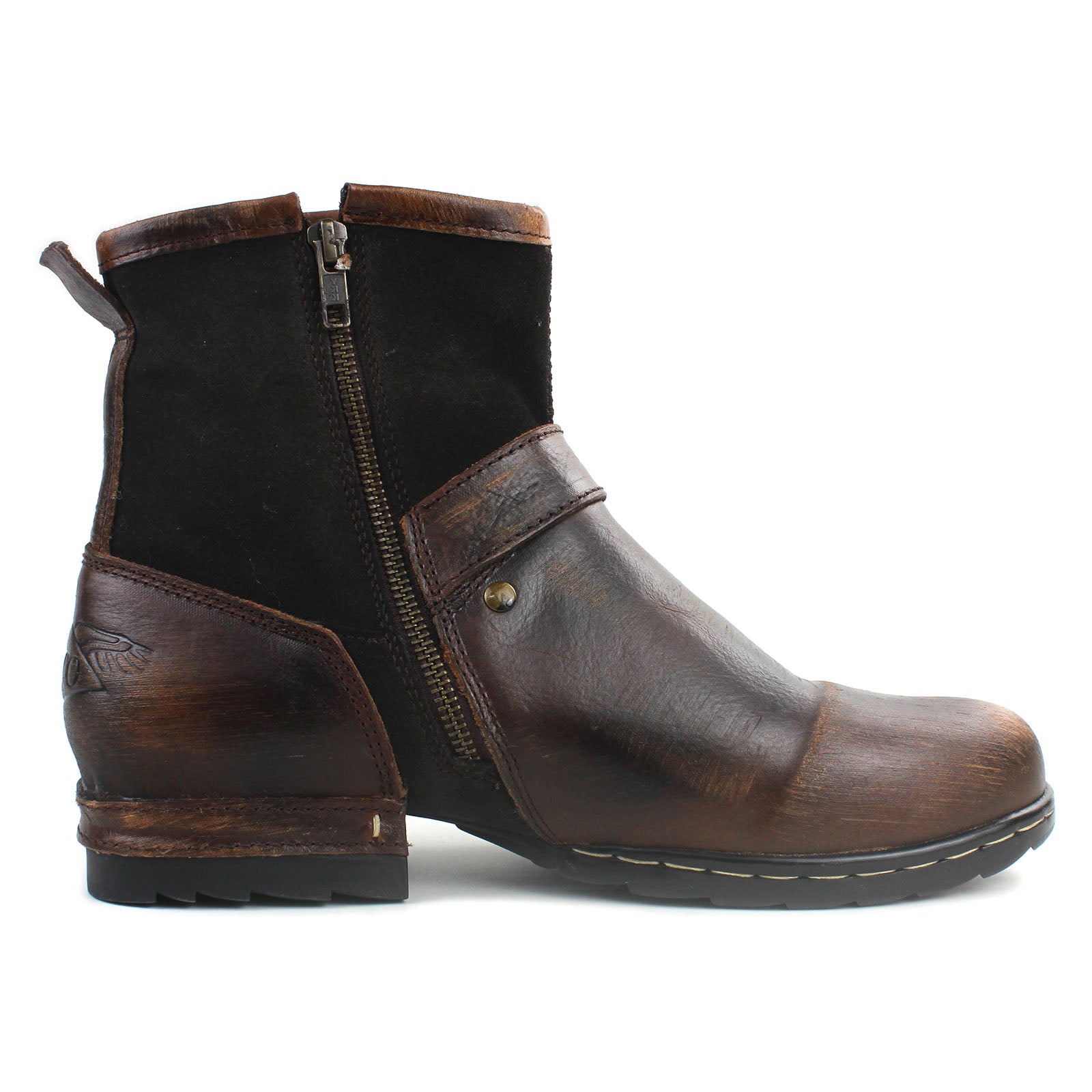 Bottines de moto en cuir pour homme OS-5008-1-BP