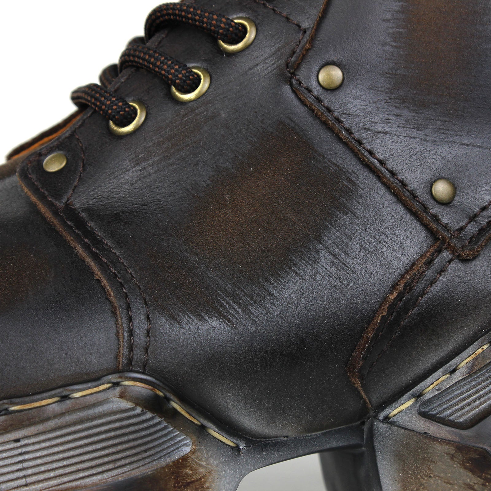 Bottes de moto en cuir pour homme, style sport et marche, style rétro, marron foncé, OS-5008-S-3