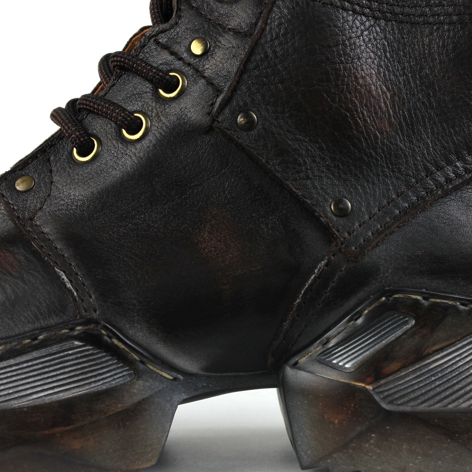 Bottes de moto en cuir pour homme, style sport et marche, style rétro, marron foncé, OS-5008-S-1