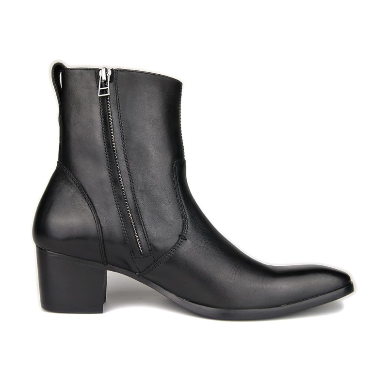 OSSTONE Anzugstiefel für Herren, Leder, Chukka-Designer-Stiefel, lässige Absatzschuhe, Reißverschluss, OS-JY002-US