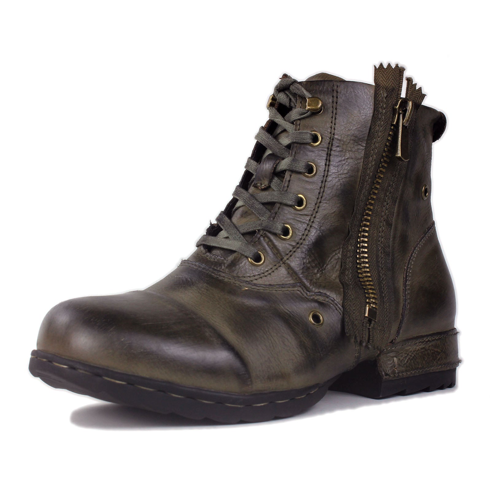 Bottines de moto en cuir pour homme OS-5008-8-Retro-G