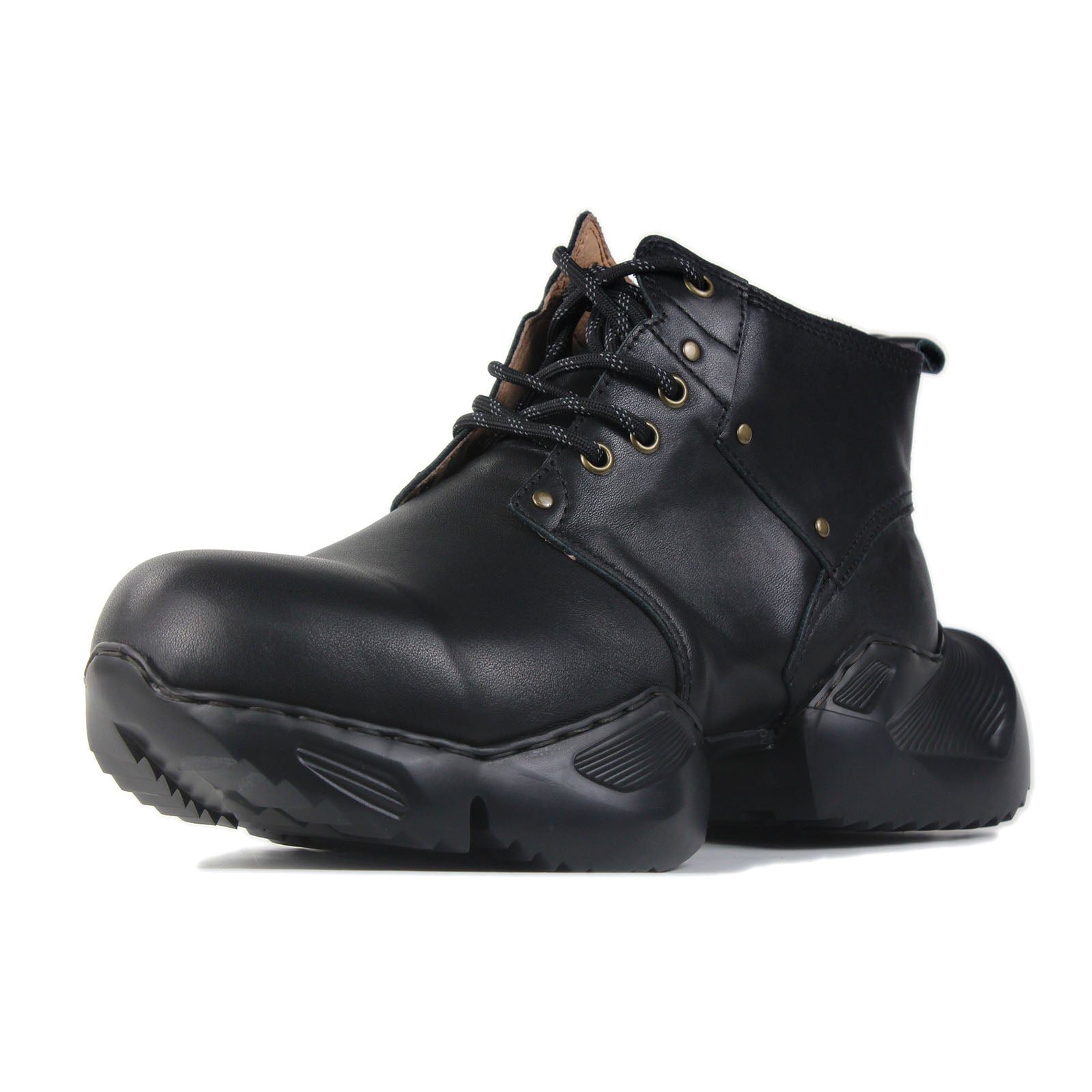 Bottes de moto athlétiques en cuir pour homme OS-5008-S-1 Classic Black et OFF-WHITE