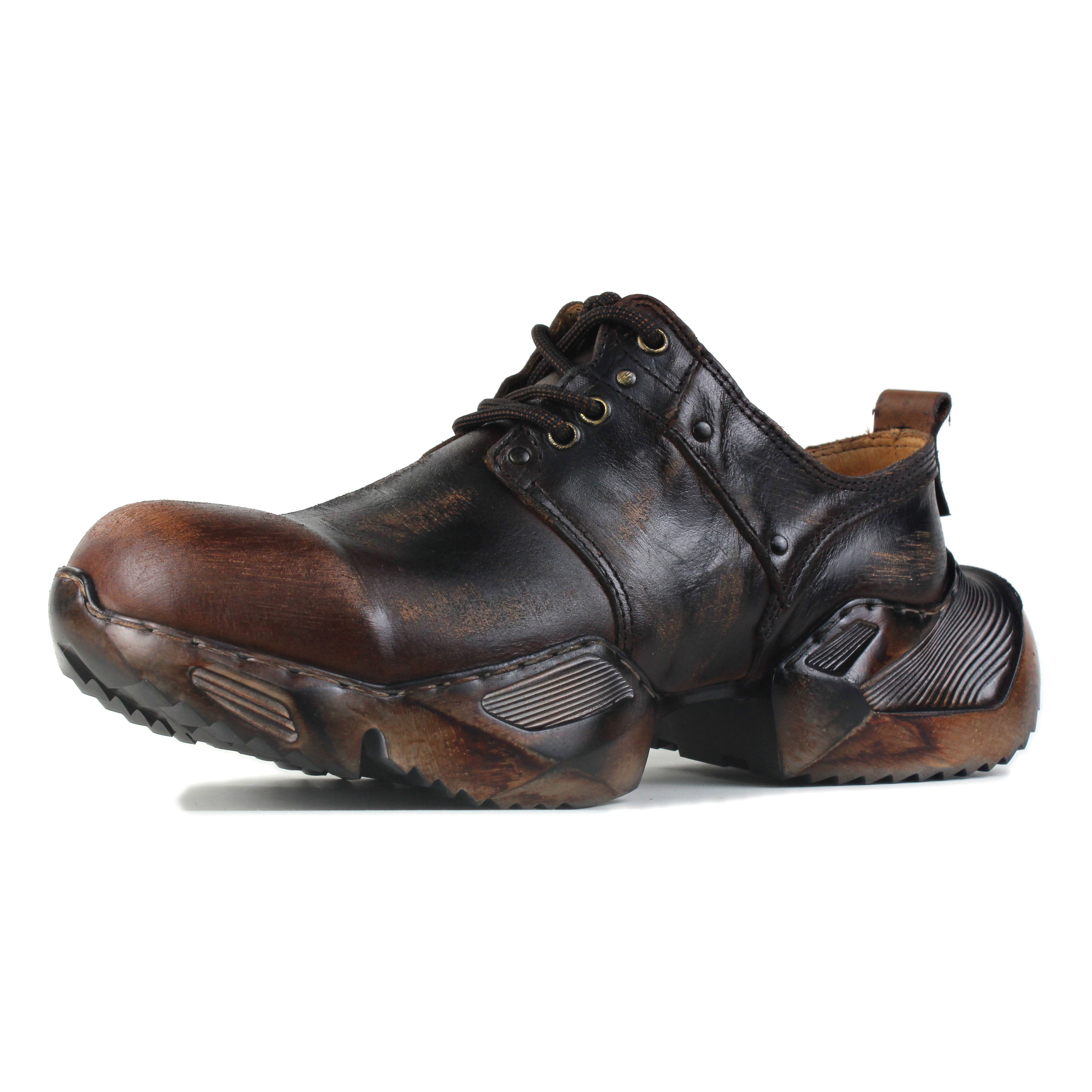 Bottes de moto en cuir pour homme, style sport et marche, style vintage, OS-5008-S-2, marron