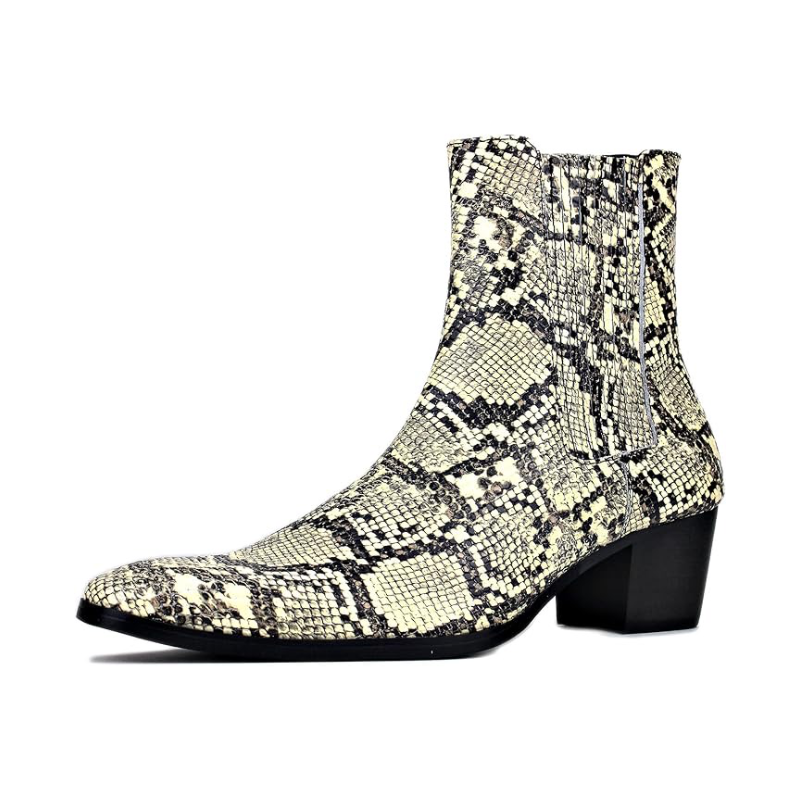 Bottes Chelsea en cuir et peau de serpent