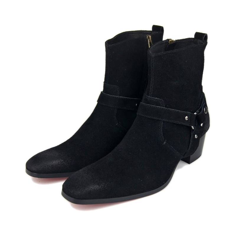 OSSTONE Anzugstiefel für Herren, Leder, Chukka-Designer-Stiefel, lässige Absatzschuhe, Reißverschluss, OS-JY002-US