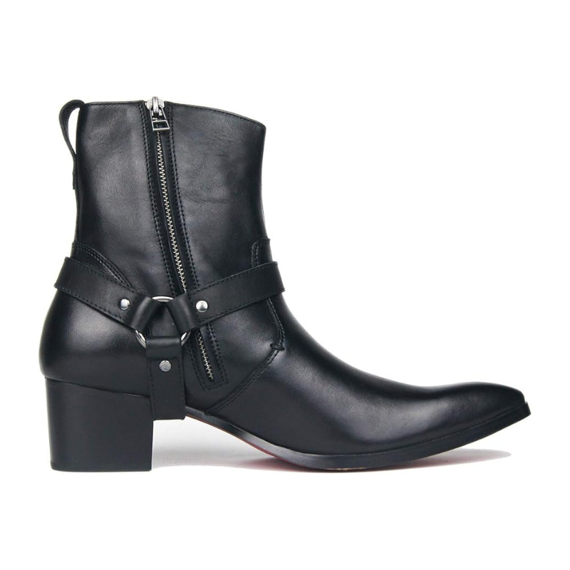 OSSTONE Anzugstiefel für Herren, Leder, Chukka-Designer-Stiefel, lässige Absatzschuhe, Reißverschluss, OS-JY002-US