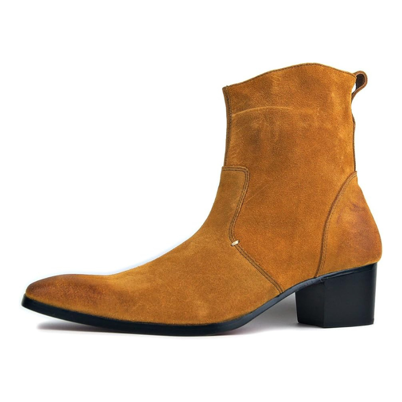 OSSTONE Anzugstiefel für Herren, Leder, Chukka-Designer-Stiefel, lässige Absatzschuhe, Reißverschluss, OS-JY002-US