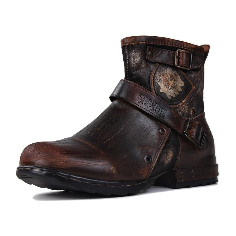 Men’s Vintage Leather Moto Boots - OSSTONE