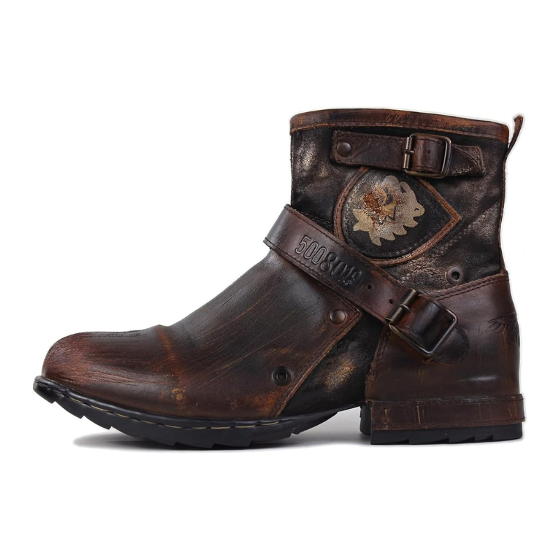 Men’s Vintage Leather Moto Boots - OSSTONE