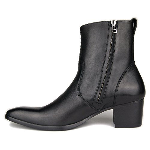 OSSTONE Dress Boot for Men Leather Chukka Designer Boots Casual Heel Shoes Zipper-up OS-JY002-US