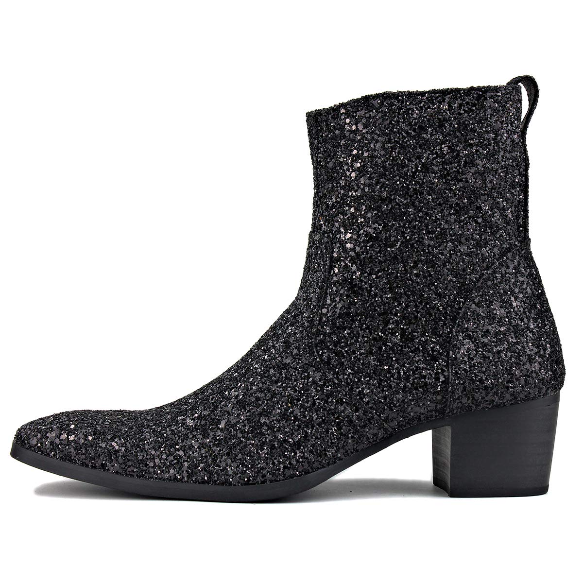 Bottes habillées OSSTONE pour hommes en cuir à paillettes Chukka, bottes de créateur, chaussures à talons décontractées avec fermeture éclair