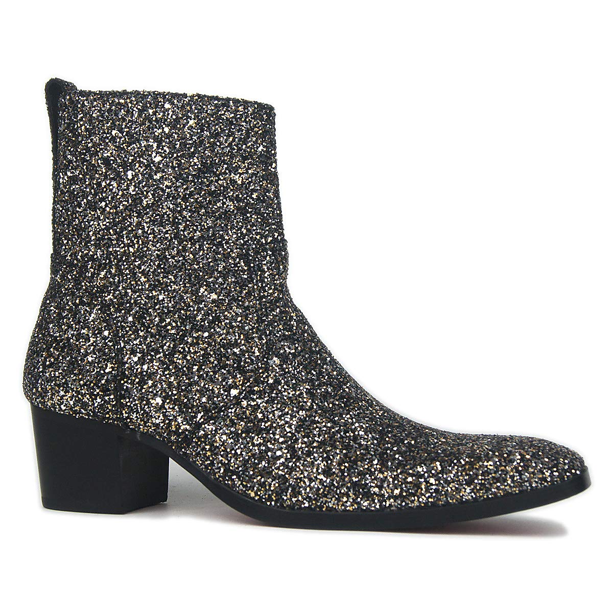 Bottes habillées OSSTONE pour hommes en cuir à paillettes Chukka, bottes de créateur, chaussures à talons décontractées avec fermeture éclair