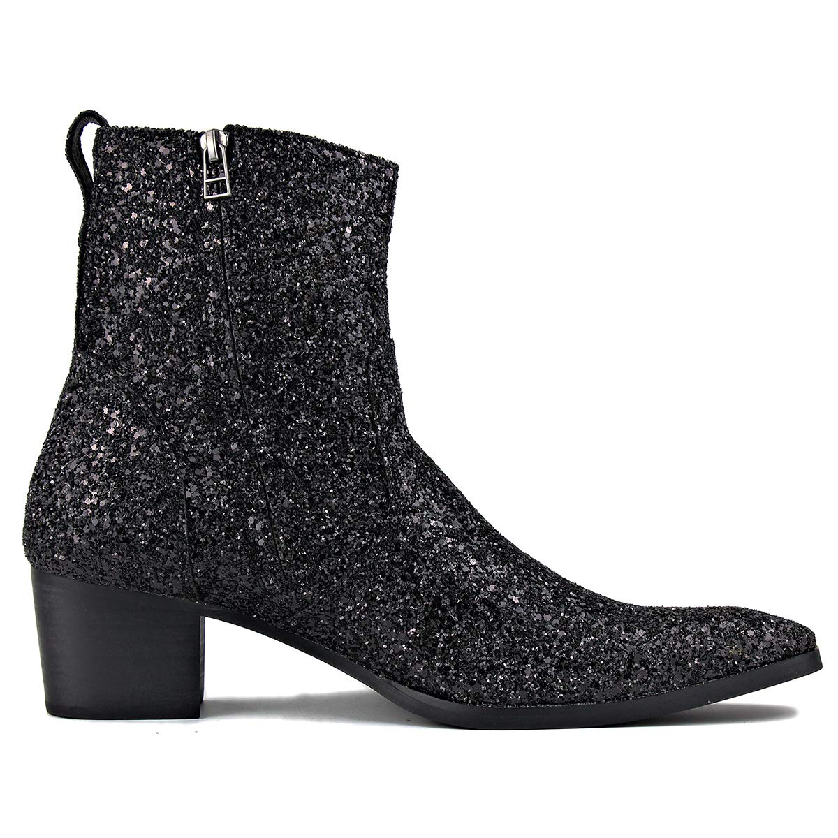 Bottes habillées OSSTONE pour hommes en cuir à paillettes Chukka, bottes de créateur, chaussures à talons décontractées avec fermeture éclair