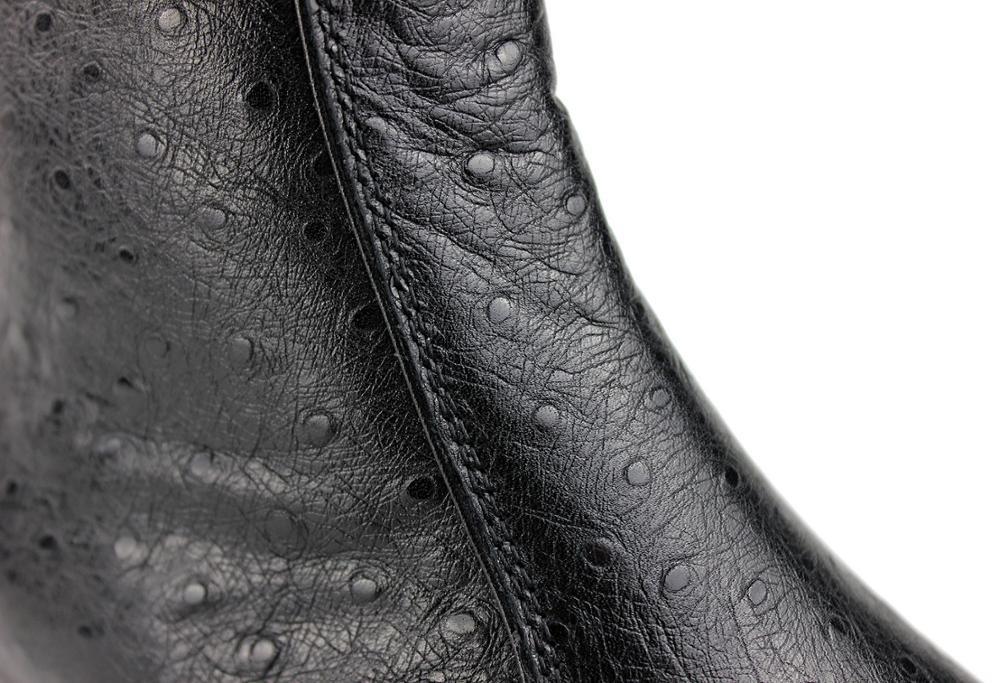 Bottines Chelsea à talon en cuir de veau et imprimé autruche