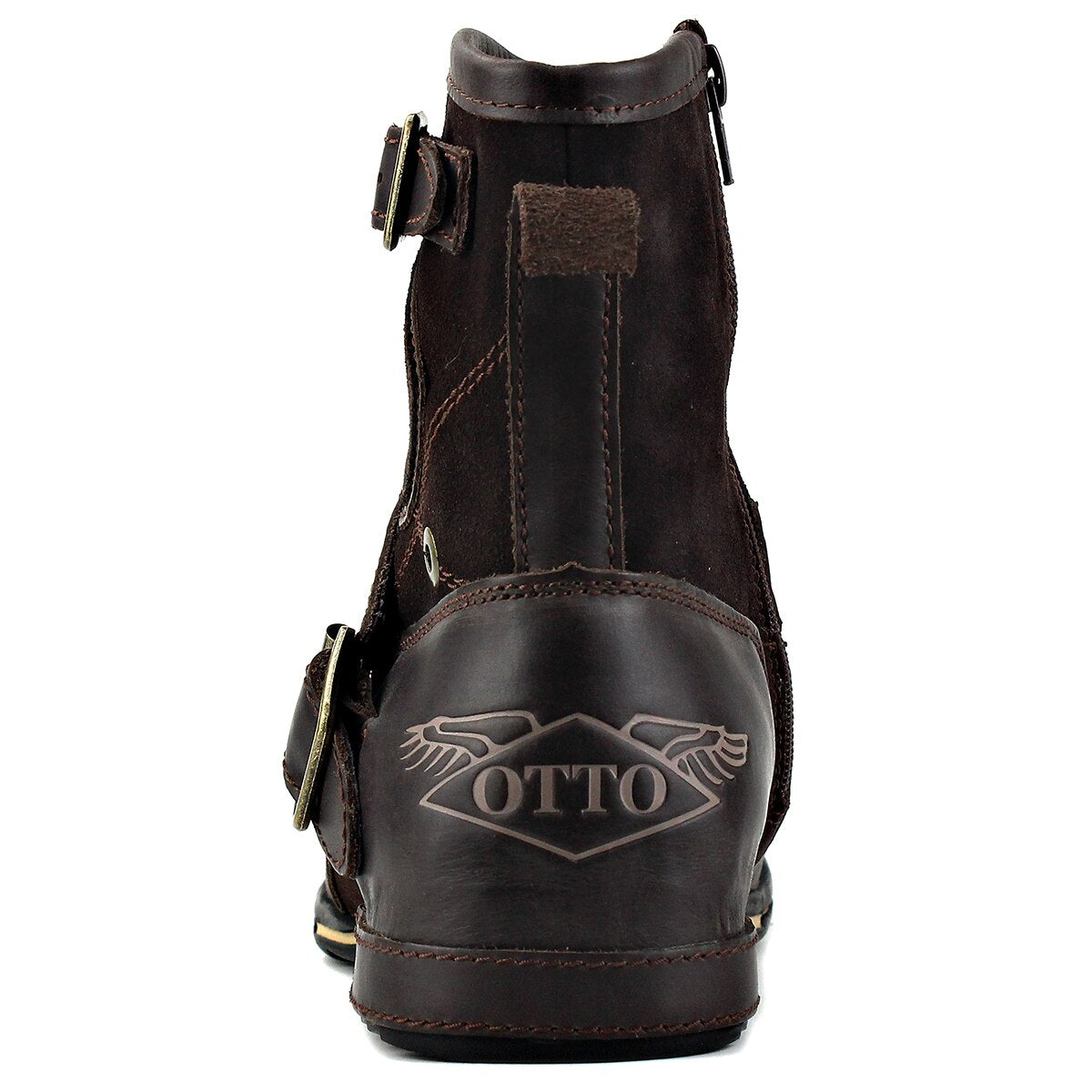 Bottines en cuir véritable OSSTONE pour homme 5008-1-Dbrown