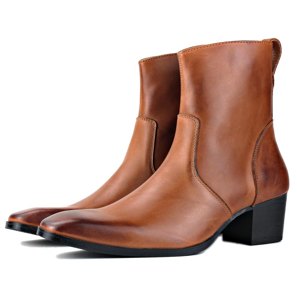 Bottines Chelsea à talons hauts et fermeture éclair en cuir de veau