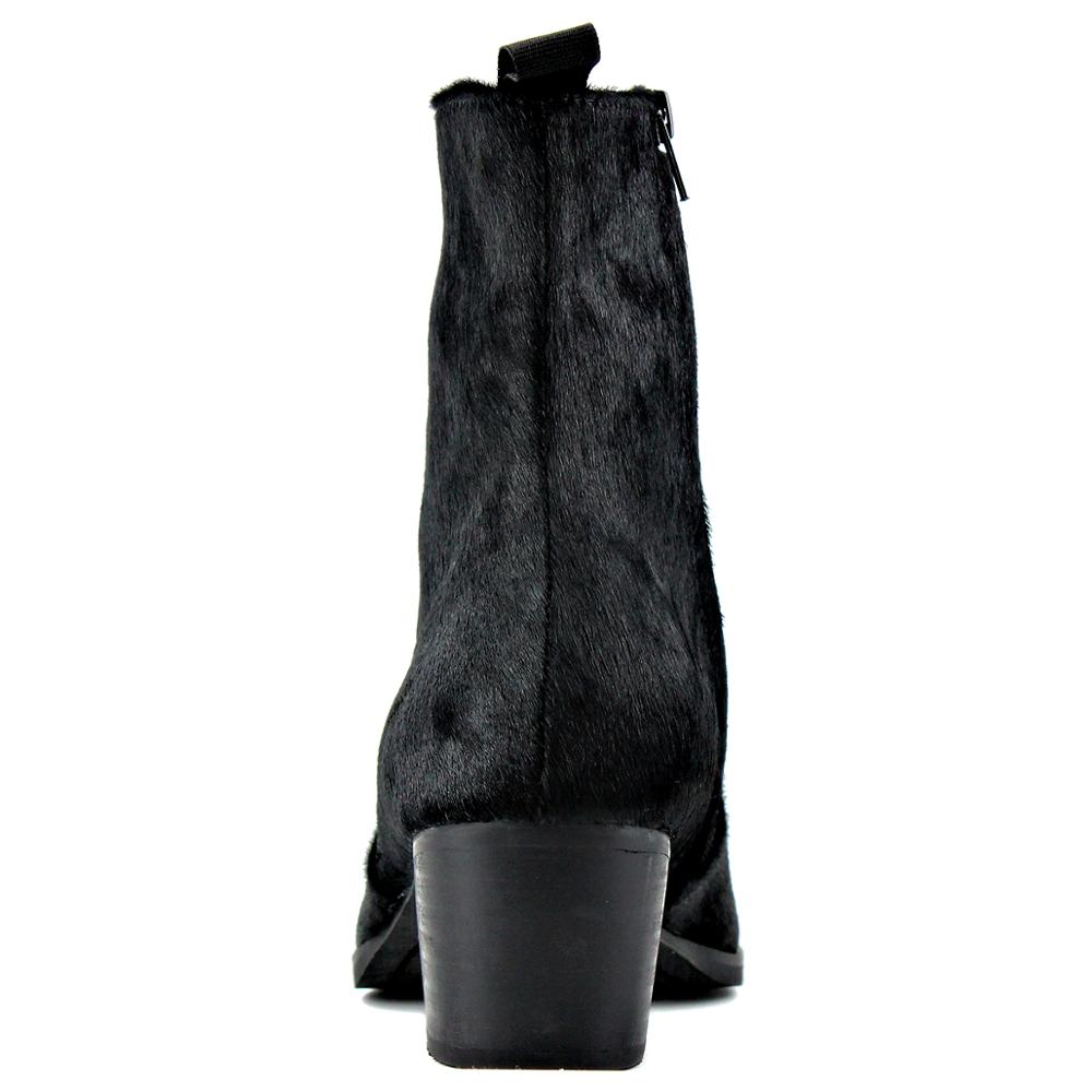 Chelsea-Stiefel aus Rosshaar-Leder mit Reißverschluss und Absatz 