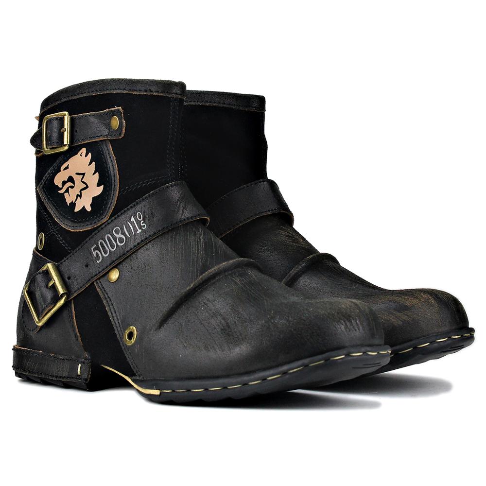 Bottines en cuir pour homme - Noir