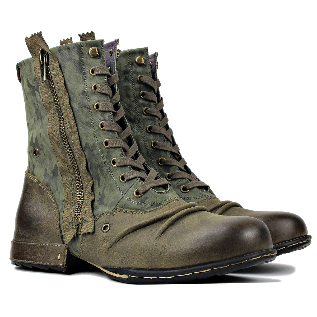 Bottines à double fermeture éclair latérale OSSTONE pour homme 5008-1-H-GREEN