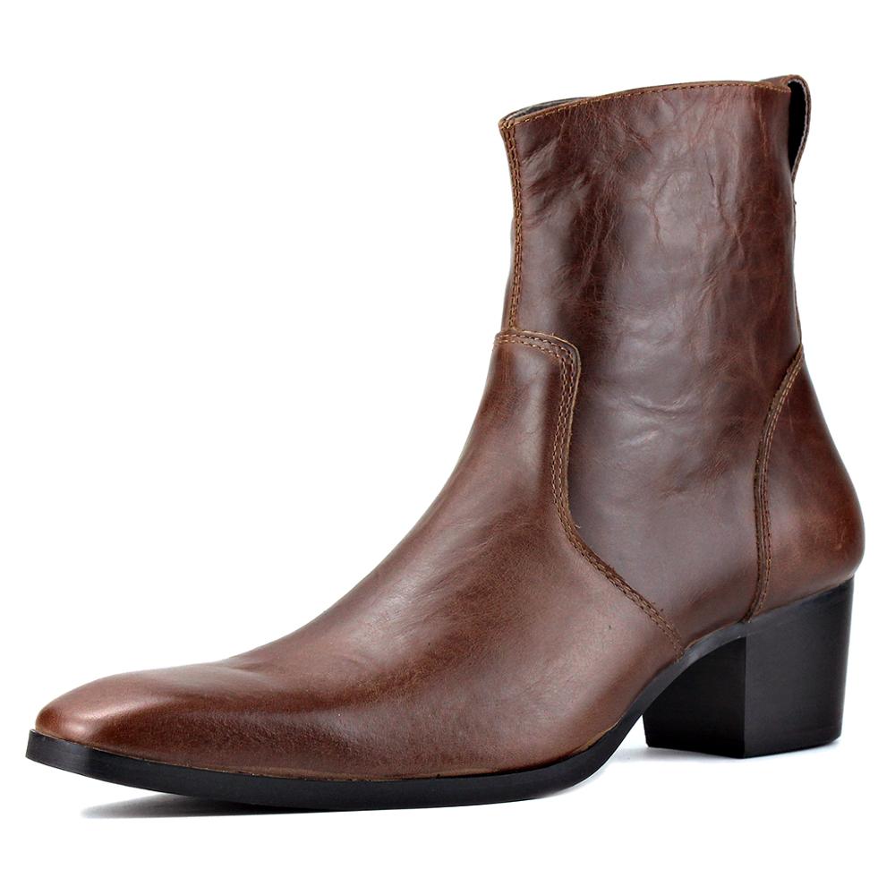 Bottines Chelsea à talons hauts et fermeture éclair en cuir de veau