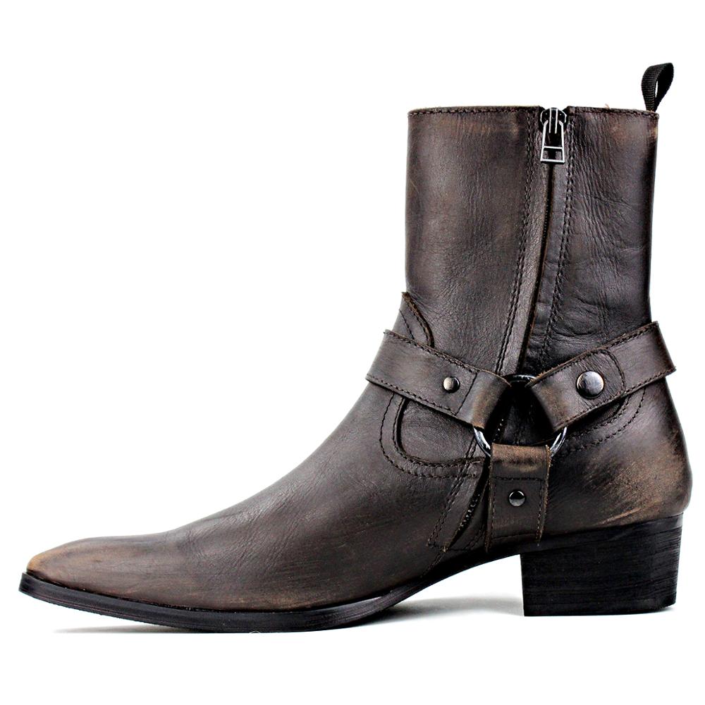 Bottines Chelsea à talons hauts et fermeture éclair en cuir de veau