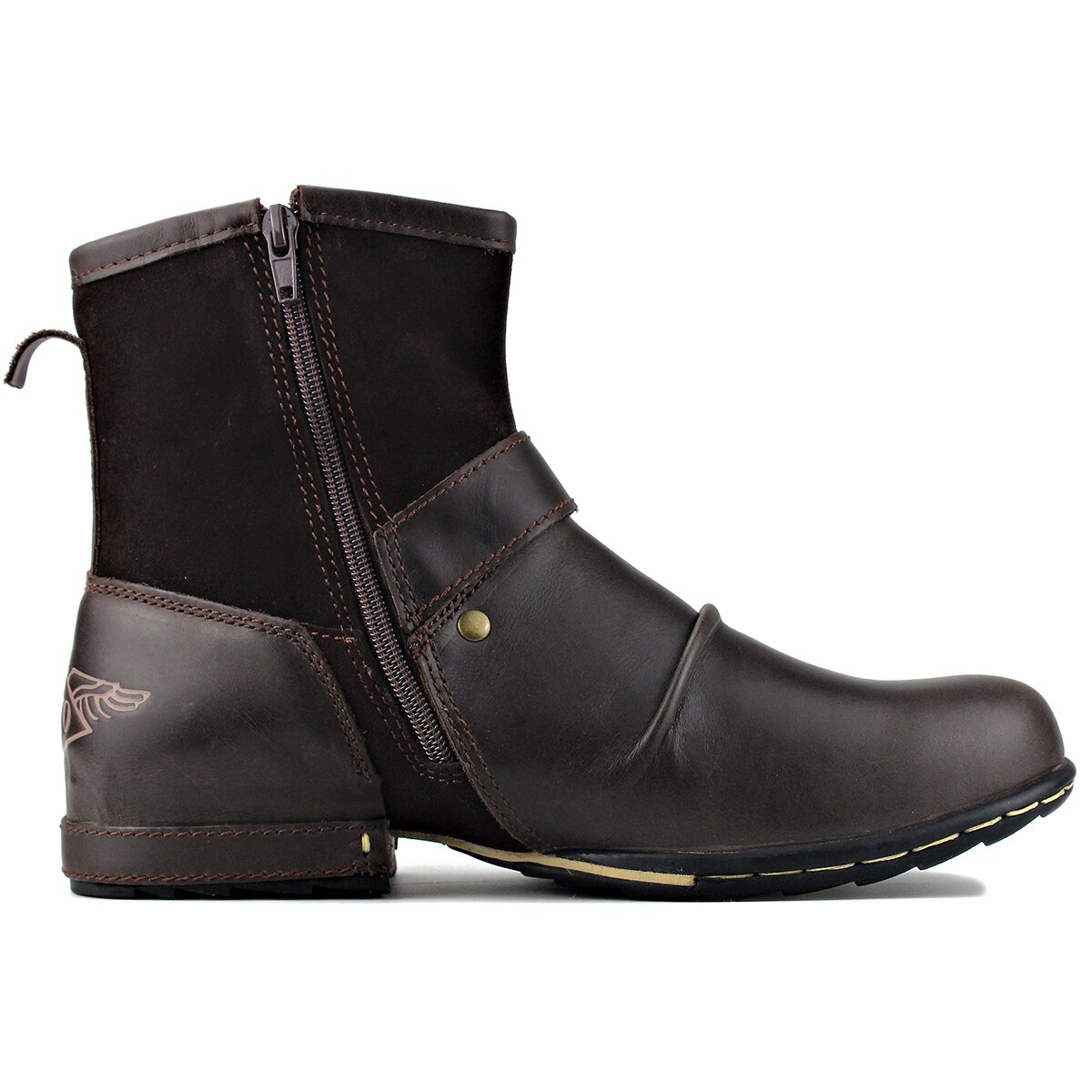 Bottines en cuir véritable OSSTONE pour homme 5008-1-Dbrown