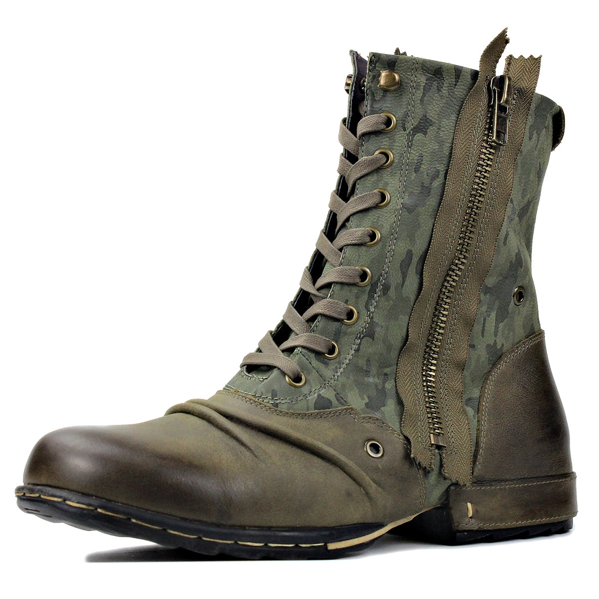 Bottines à double fermeture éclair latérale OSSTONE pour homme 5008-1-H-GREEN