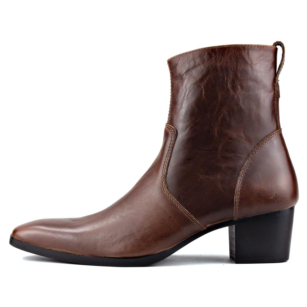 Bottines Chelsea à talons hauts et fermeture éclair en cuir de veau