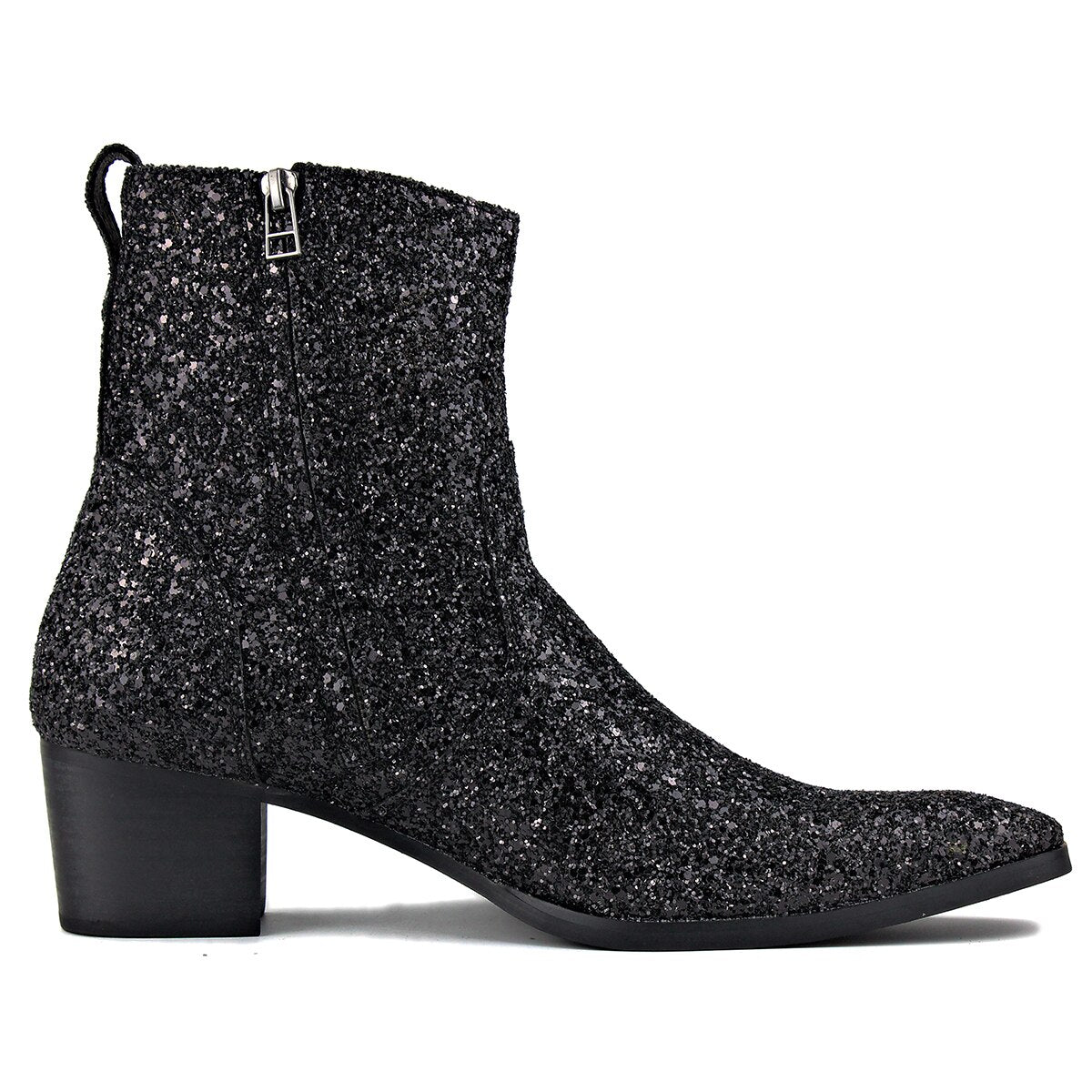 Chelsea-Stiefel mit glitzerndem Absatz 