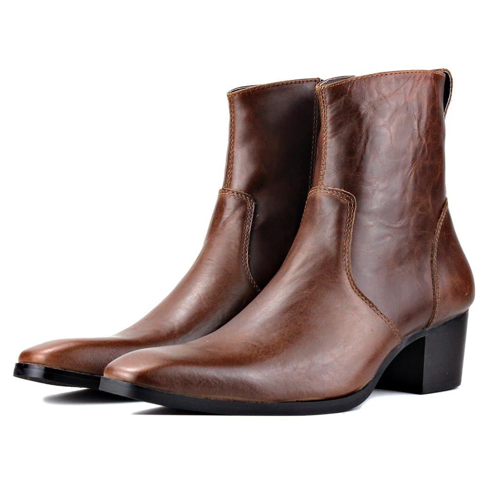 Bottines Chelsea à talons hauts et fermeture éclair en cuir de veau