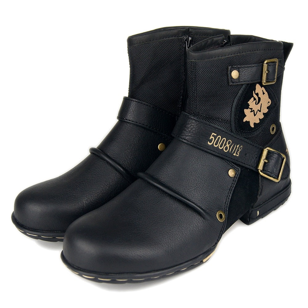 Bottines d'hiver en cuir véritable pour homme