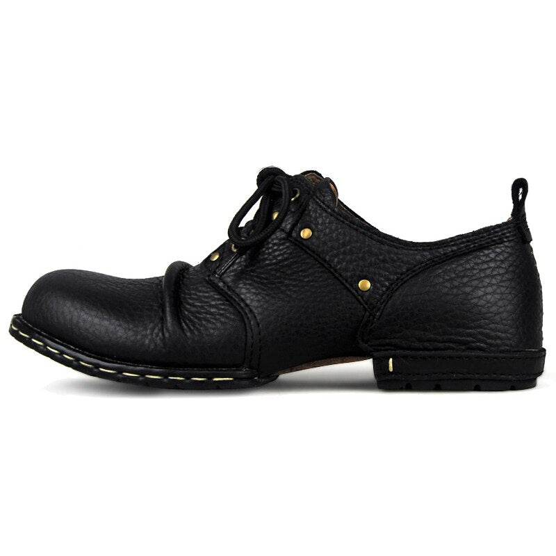 Chaussures plates en cuir véritable pour hommes
