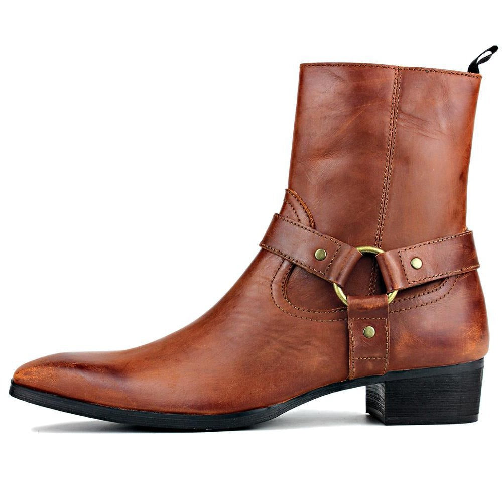 Chelsea-Stiefel aus Kalbsleder mit Reißverschluss und hohem Absatz