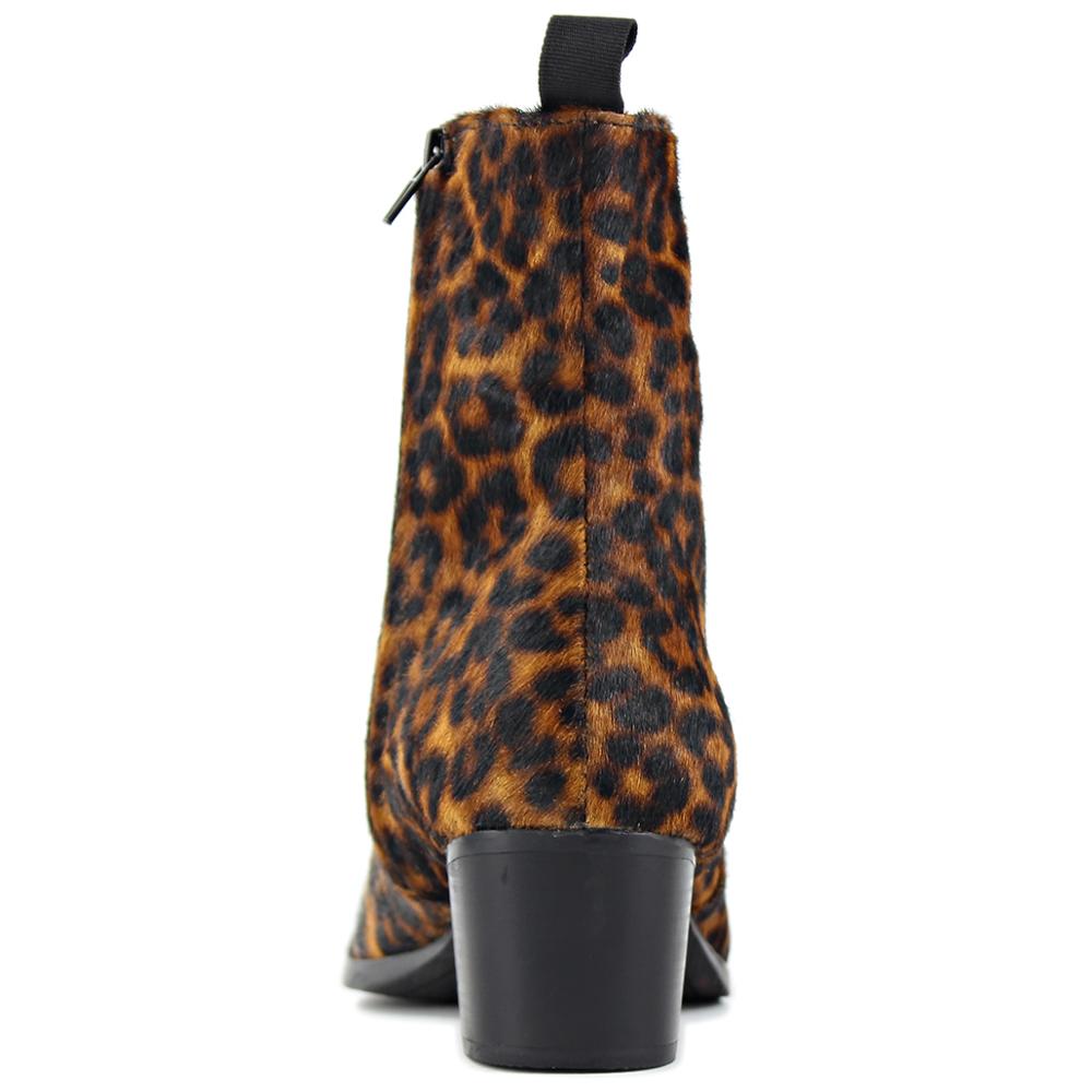 Chelsea-Stiefel mit Leopardenmuster und Pferdehaarabsatz
