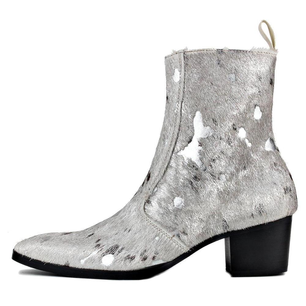 Bottines Chelsea en cuir et crin de cheval léopard