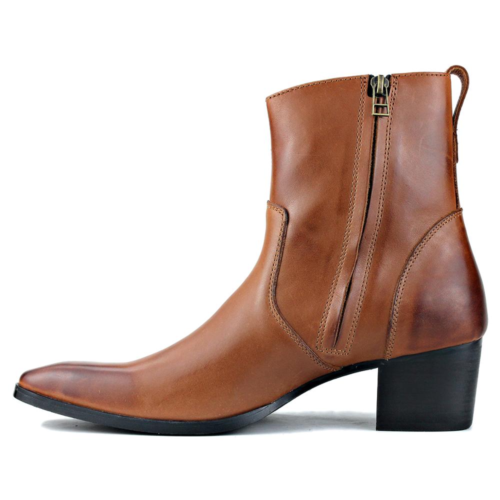 Bottines Chelsea à talons hauts et fermeture éclair en cuir de veau